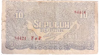 Indonesia 10 Rupiah, 1948 obverse