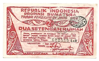 Indonesia 2.5 Rupiah, 1948 obverse