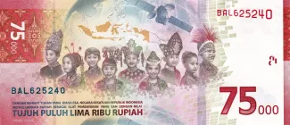 Indonesia 75,000 Rupiah, 2020 P-161 reverse