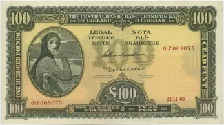 Ireland 100 Pounds, 1963-1977 obverse
