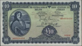 Ireland 10 Pounds, 1945-1960 obverse