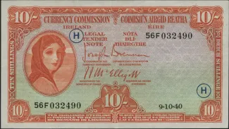 Ireland 10 Shillings, 1940-1941 obverse