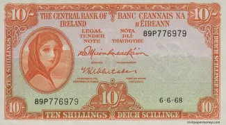 Ireland 10 Shillings, 1962-1968 obverse