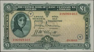 Ireland 1 Pound, 1943-1944 obverse