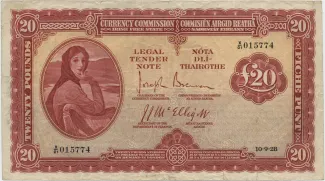 Ireland 20 Pounds, 1928 obverse
