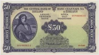 Ireland 50 Pounds, 1943-1960 obverse