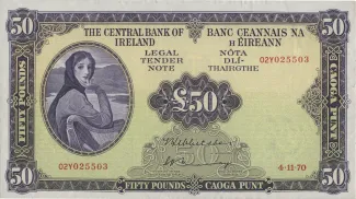 Ireland 50 Pounds, 1962-1977 obverse