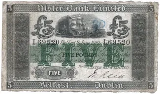 Ireland 5 Pounds, 1907-1919 obverse