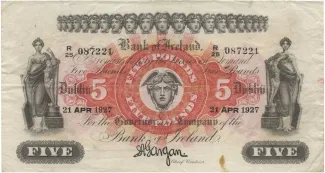 Ireland 5 Pounds, 1922-1928 obverse