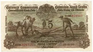 Ireland 5 Pounds, 1929-1939 obverse