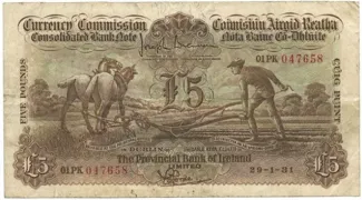 Ireland 5 Pounds, 1929-1939 obverse