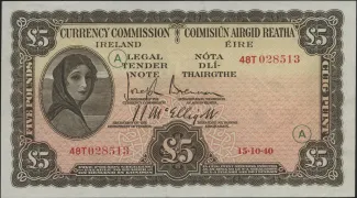 Ireland 5 Pounds, 1940-1942 obverse