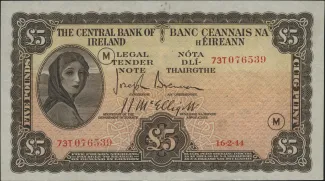 Ireland 5 Pounds, 1943-1944 obverse