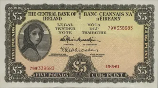 Ireland 5 Pounds, 1961-1975 obverse