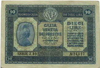Italian States 10 Liri, 1918 obverse