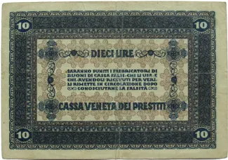 Italian States 10 Liri, 1918 reverse