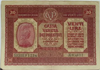 Italian States 20 Liri, 1918 obverse