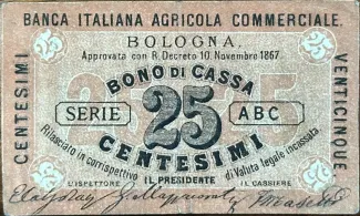 Italian States 25 Centesimi, 1867 obverse