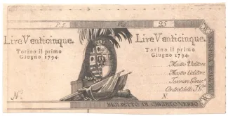Italian States 25 Lire, 1792-1794 obverse
