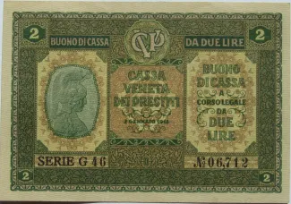 Italian States 2 Liri, 1918 obverse