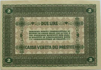 Italian States 2 Liri, 1918 reverse