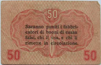 Italian States 50 Centesimi, 1918 reverse
