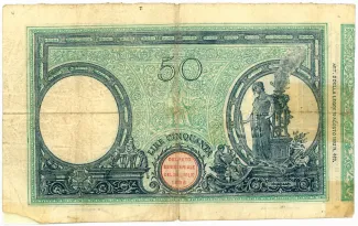 Italian States 50 Lire, 1896-1926 reverse