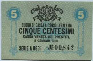 Italian States 5 Centesimi, 1918 obverse