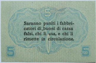Italian States 5 Centesimi, 1918 reverse