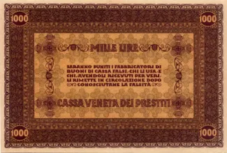 Italy 1,000 Liri, 1918 reverse