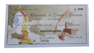 Italy 150 Lire Cassa di Risparmio di Trento e Rovereto - Succursale di Mezzolombardo, 1977 obverse