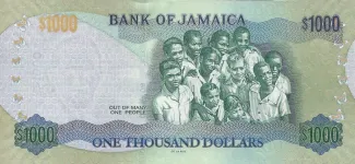Jamaica 1,000 Dollars, 2012 P-92 reverse