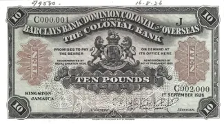 Jamaica 10 Pounds, 1926 image