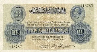 Jamaica 10 Shillings, 1918 image