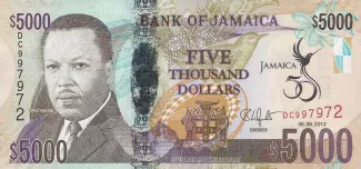 Jamaica 5,000 Dollars, 2012 P-93 obverse