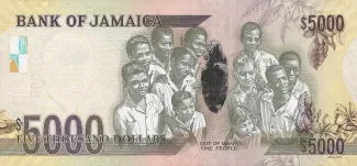 Jamaica 5,000 Dollars, 2012 P-93 reverse