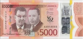 Jamaica 5,000 Dollars, 2022 obverse