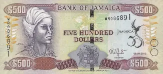 Jamaica 500 Dollars, 2012 P-91 obverse