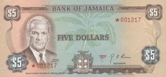 Jamaica 5 Dollars, 1976-1978 obverse