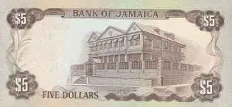 Jamaica 5 Dollars, 1976-1978 reverse