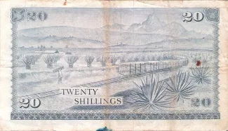 Kenya 20 Shillings, 1969-1973 reverse