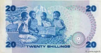 Kenya 20 Shillings, 1981-1987 reverse