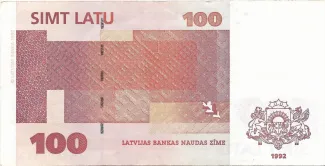 Latvia 100 Latu, 1992 reverse