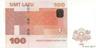 Latvia 100 Latu, 2007 reverse