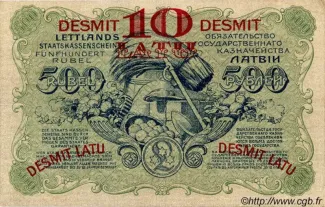 Latvia 10 Latu, 1923 reverse