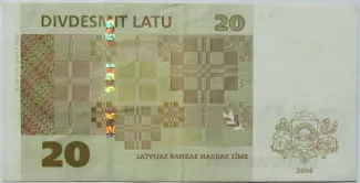 Latvia 20 Latu, 2004 reverse