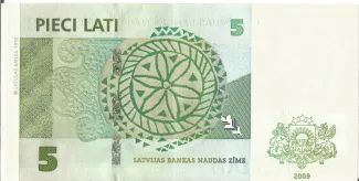 Latvia 5 Lati, 2006-2009 reverse
