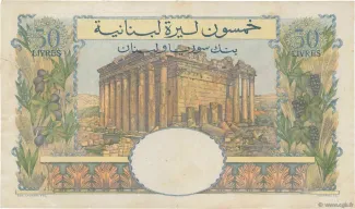 Lebanon 50 Livres, 1945-1950 reverse