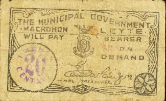 Leyte 20 Centavos, 1941-1945 obverse