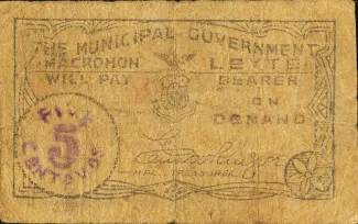 Leyte 5 Centavos, 1941-1945 obverse